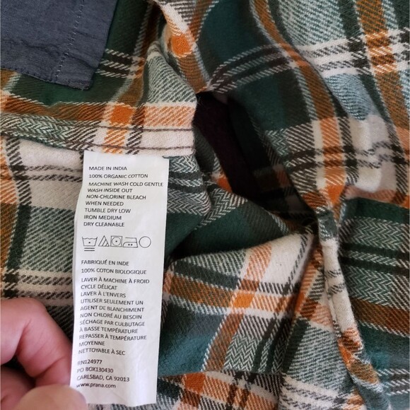 PrAna Golden Canyon Flannel Checkered Shirt in Soft Pine Outdoor Women's - Picture 7 of 7